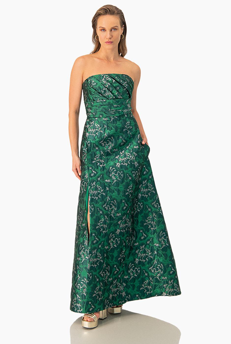 Vestido largo strapless