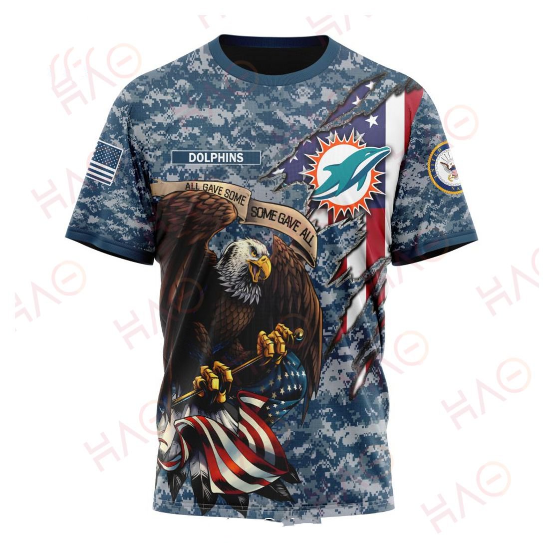 MIAMI DOLPHINS 3D HOODIE US NAVY VETERANS
