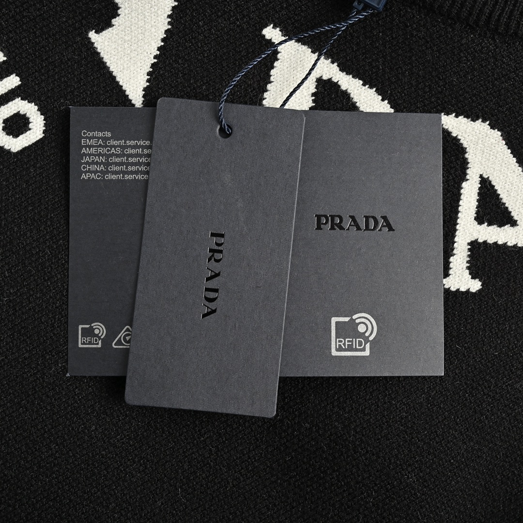 Prada 24Fw jacquard logo crew neck sweater