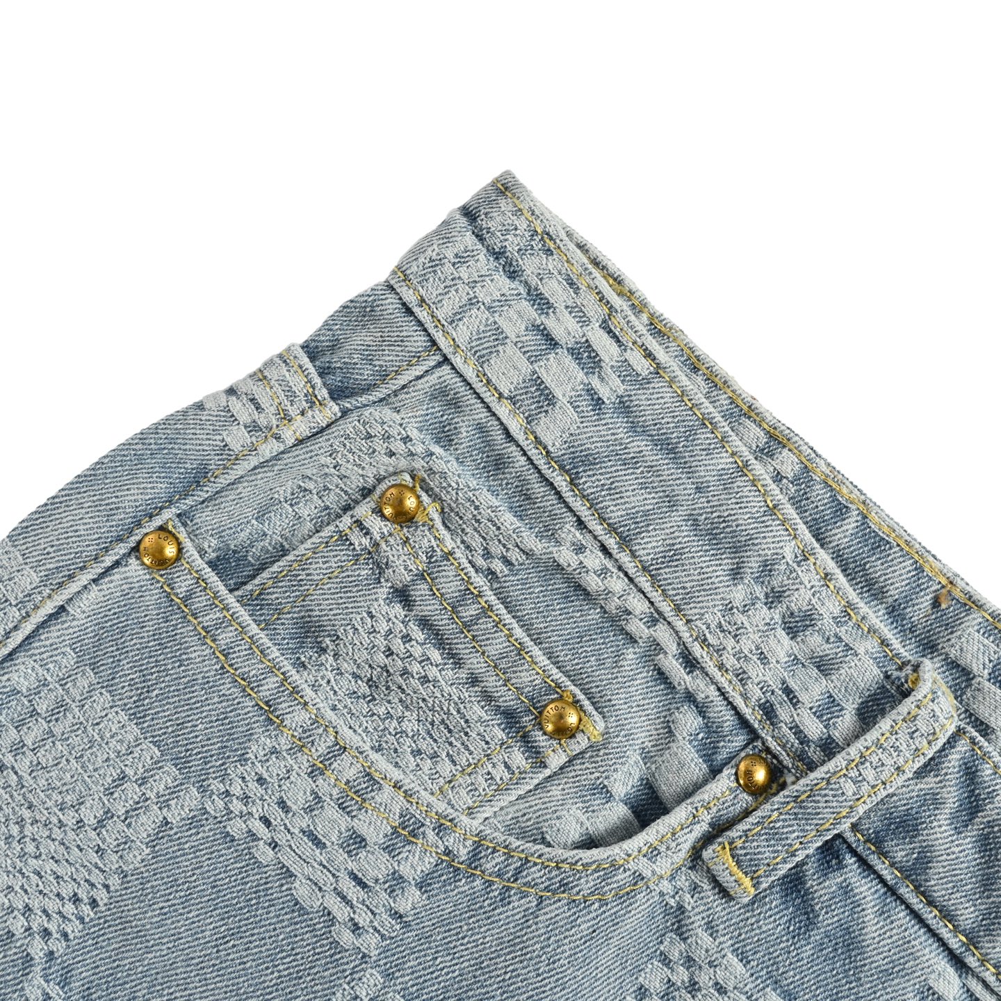 Louis Vuitton 25ss checkerboard jacquard denim shorts