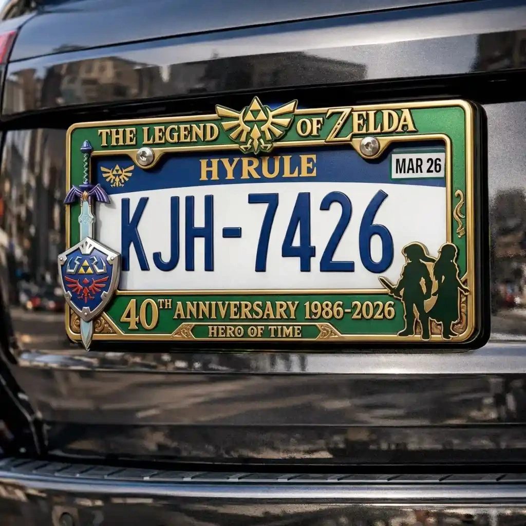 The Legend of Zelda 40th Anniversary license plate frame