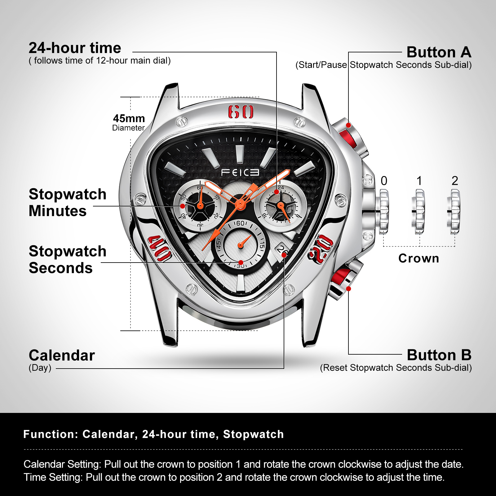 FK039 FEICE Mens Quartz Sports Watch