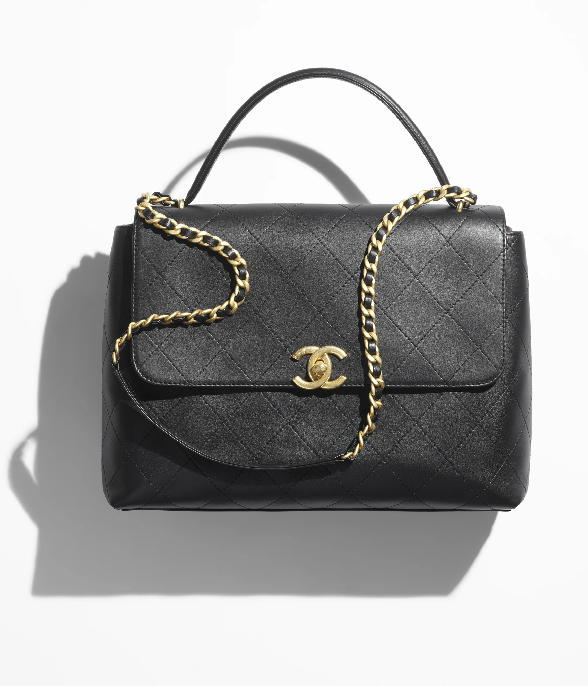 Chanel Maxi Flap Bag with Top Handle Calfskin & Gold-Tone Metal Black AS5543-B20111-94305
