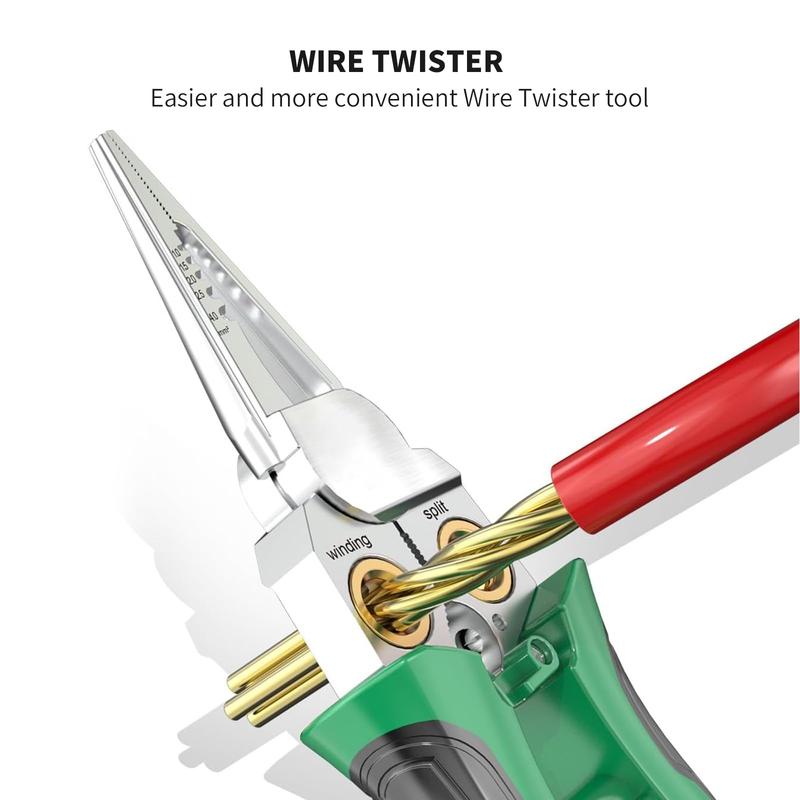 8 in 1 Wire Stripper Twister for Cutting and Pulling Wires, Cable Scissors,Voltage Tester Pliers, 12V to 250V Live,Null,Hot Wire Judgment AC DC, Audible and Flashing LED Alarms