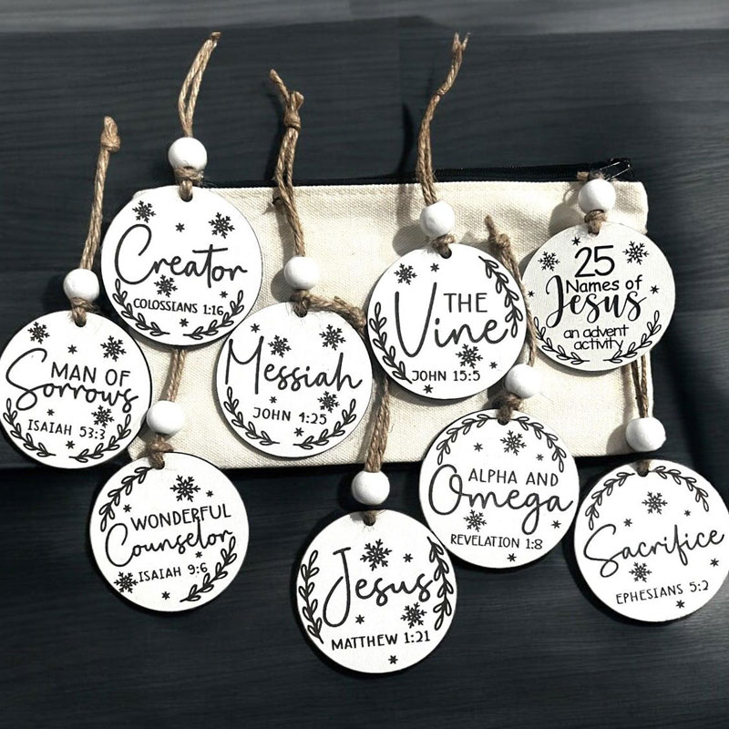 25 Names of Jesus Advent Christmas Ornament Set