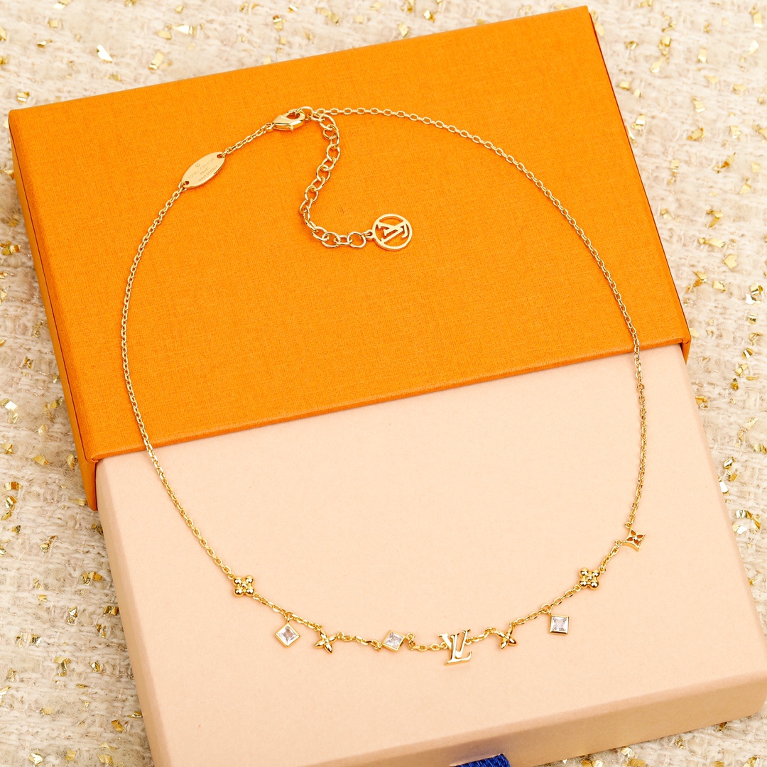 Louis Vuitton logo diamond necklace