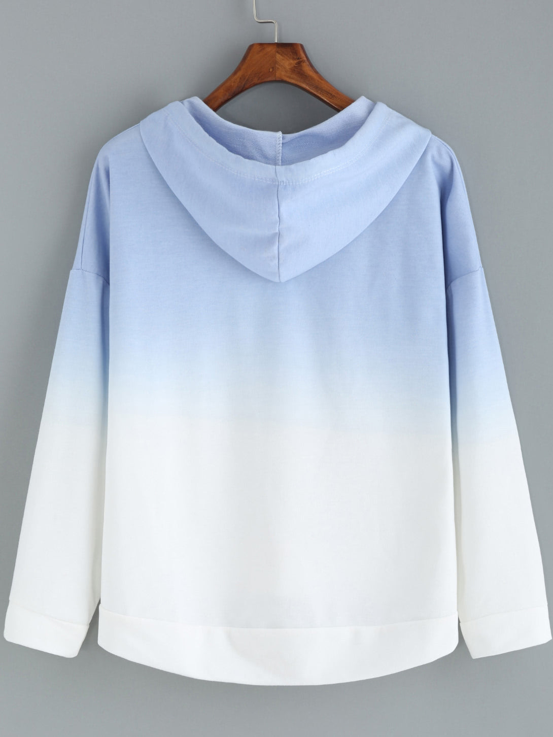 Ombre Hooded Dip Hem Flag Patch Sweatshirt