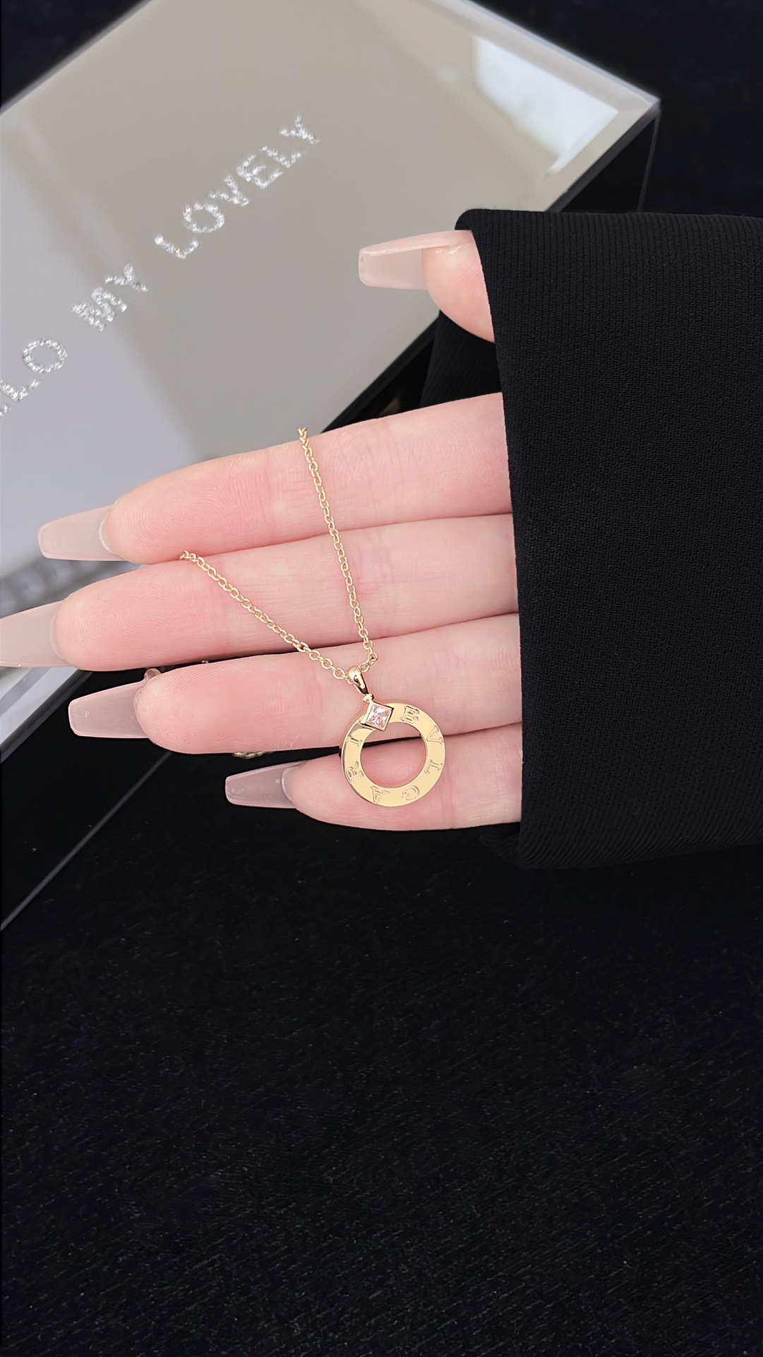 Bulgari logo engraved diamond necklace