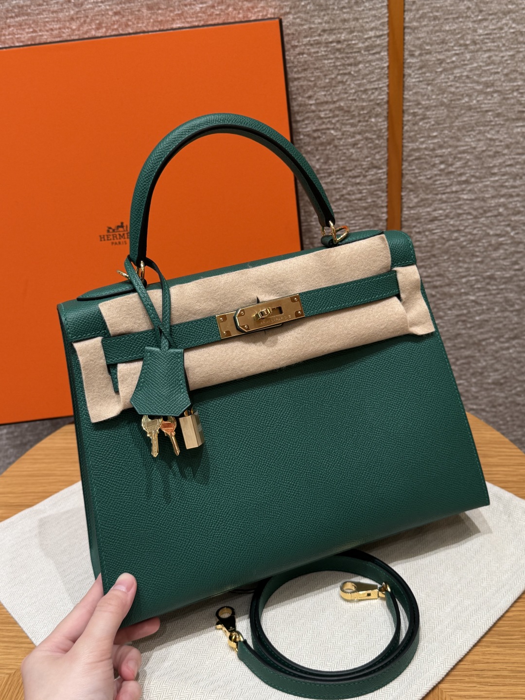 Hermès Kelly z6Makachite Handbag (Handmade to order)