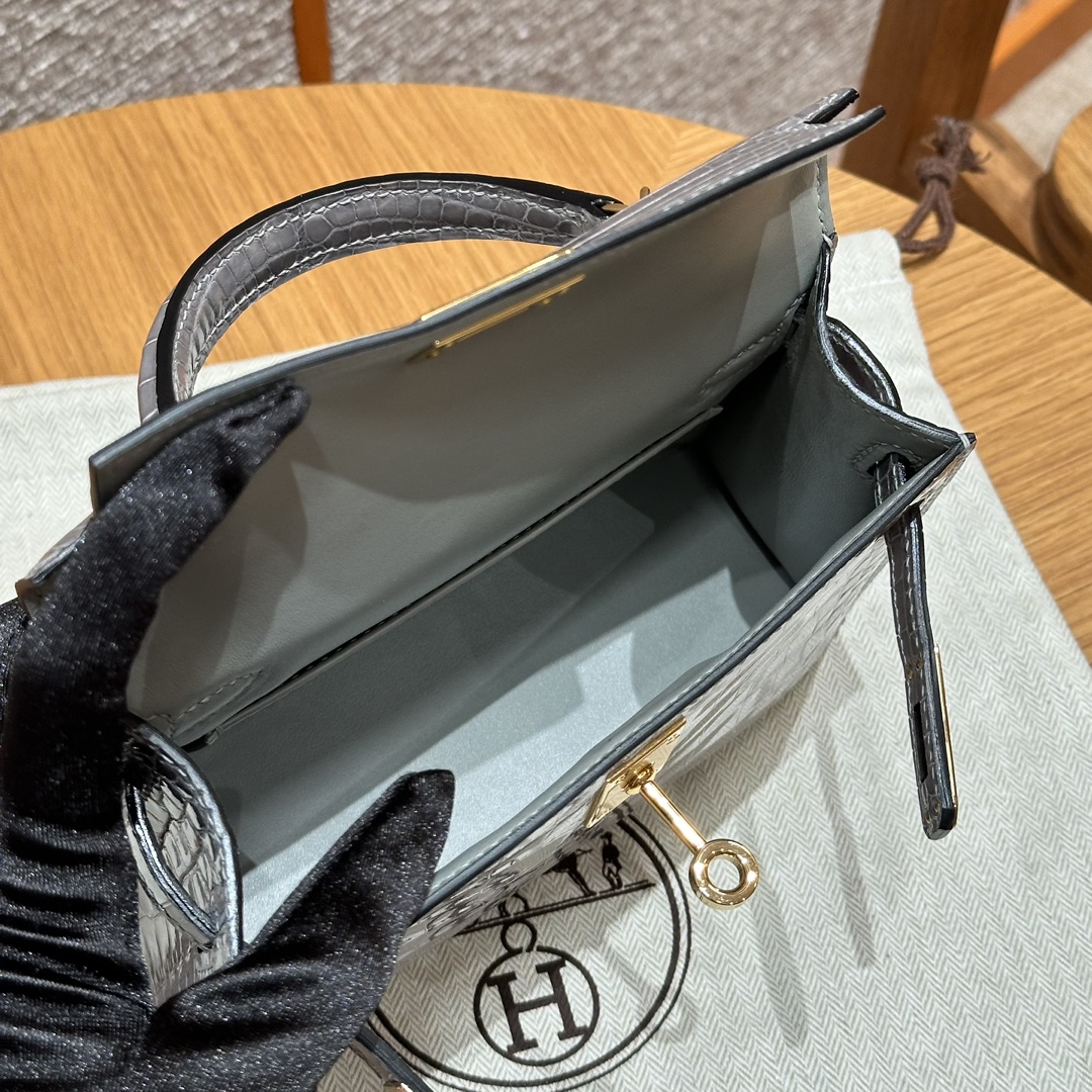 Hermes mini kelly 2 0VGris Ciment handbag (handmade to order)