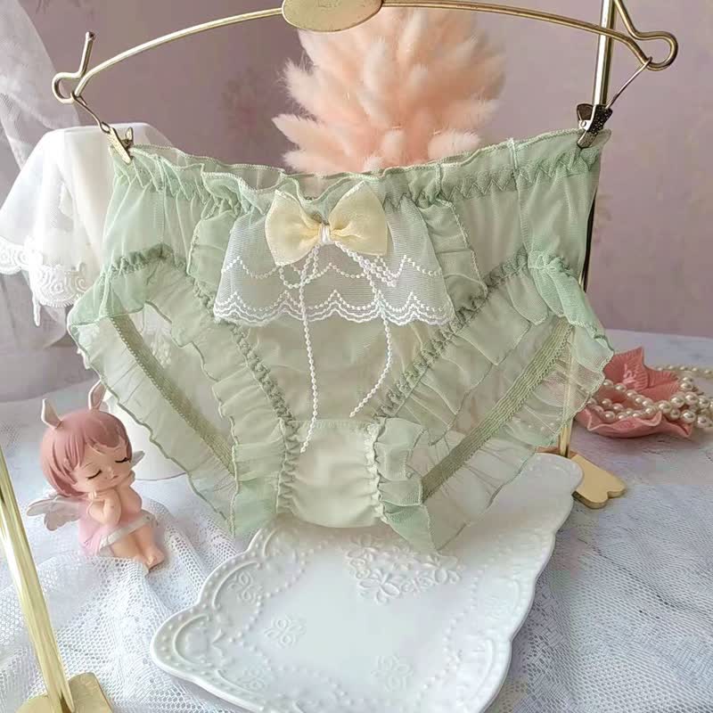 Bow Knot Flouncing Mesh Panty