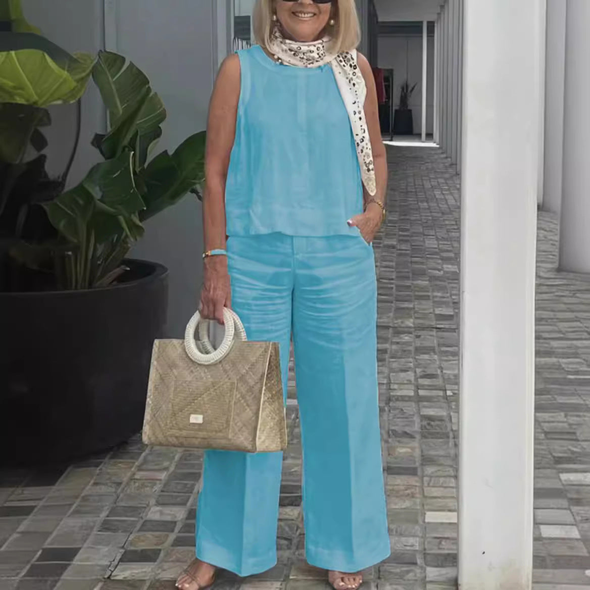 Wide Leg Pants Two-piece Set for Women