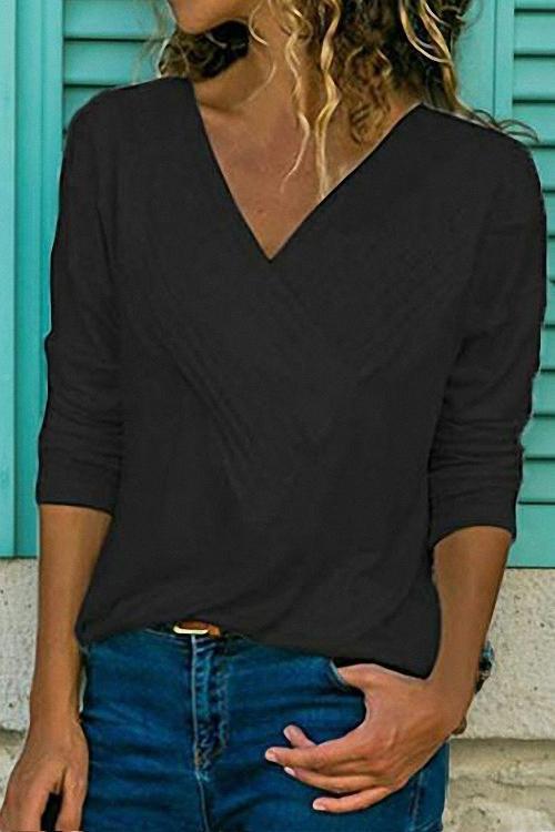 Heididress V-neck Long Sleeve Solid Basic Shirts