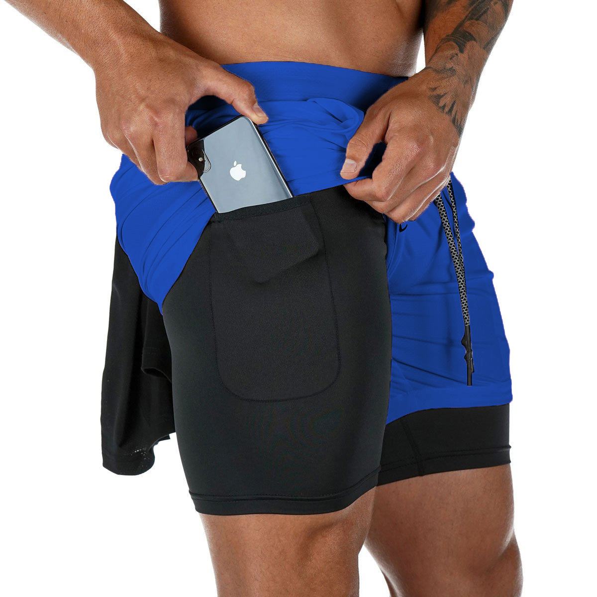 Summer sports shorts men's double-layer quick-drying breathable squat jogging casual pants basketball pants