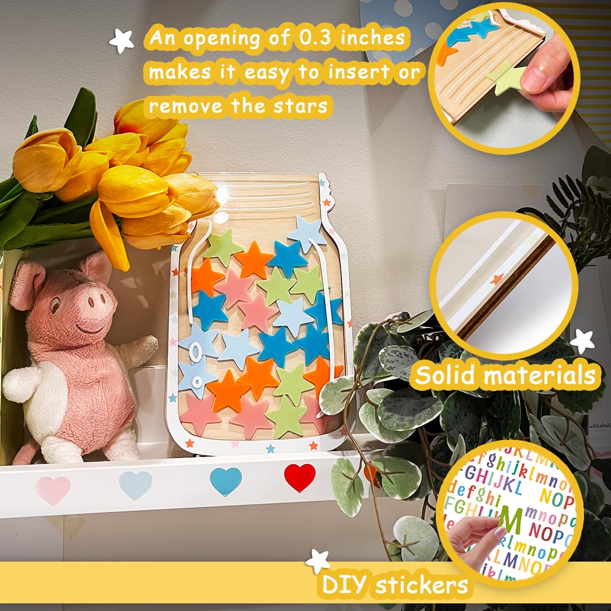 🔥SPRING SALE🔥Personalized Stars Reward Jar for Kids, DIY, with Colorful Letter Stickers