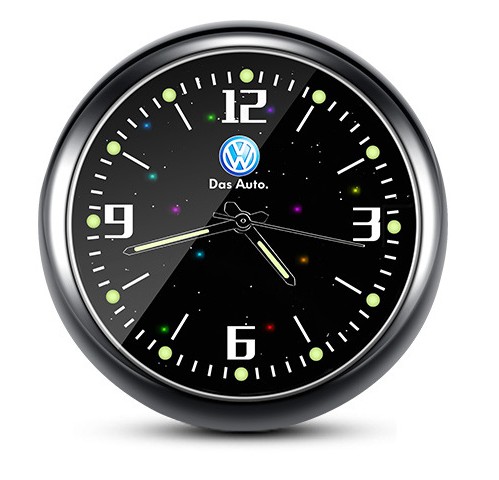 1x Luminous Diamond Quartz Analog Watch Stick On Car Clock Accessories Black