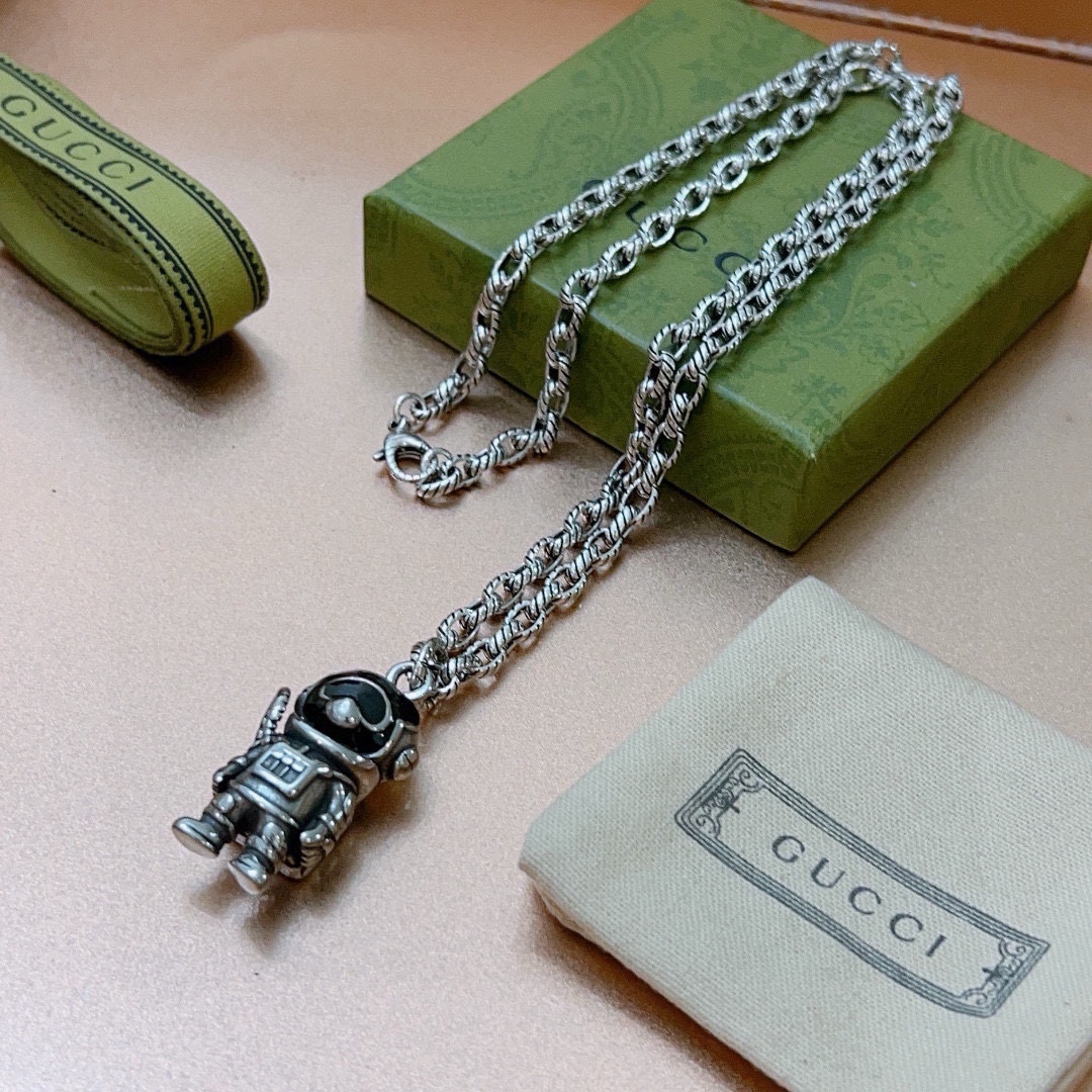 Gucci Anger Forest Series Robot Bear Chain Necklace