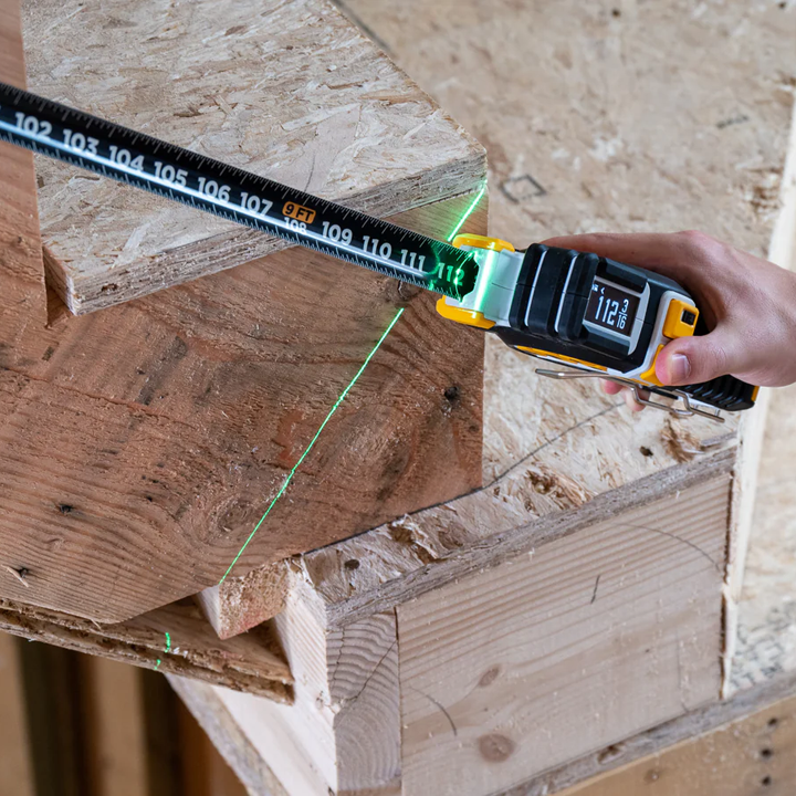 Professional Digital Tape Measure - Accurate Measuring Tool with Green Laser, E-Paper Measuring List, Measurements Shared Over Bluetooth, Replaceable Blades