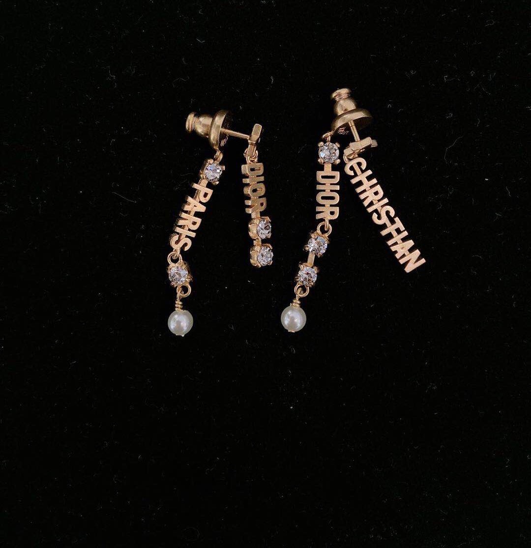 Dior diamond letter earrings