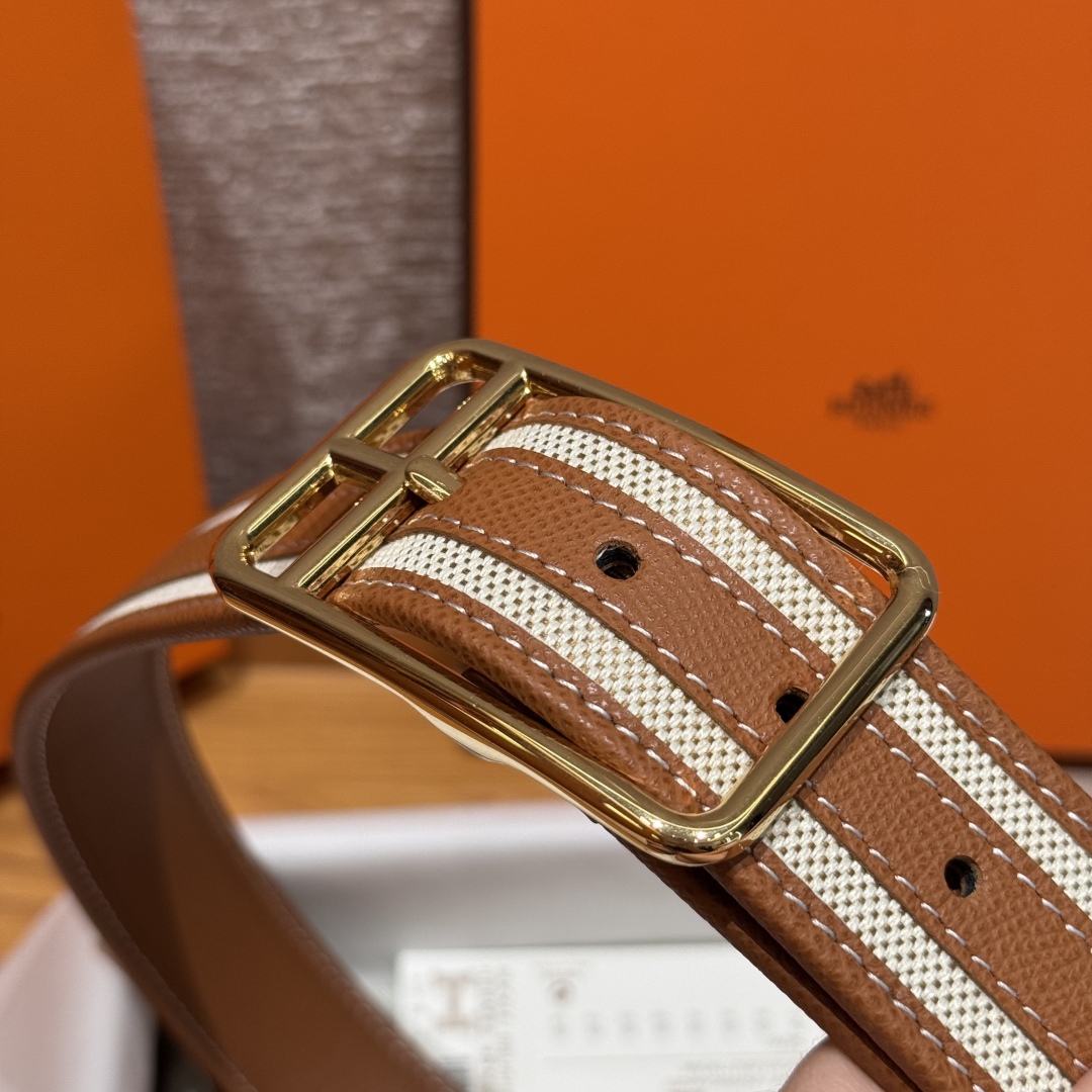 Hermès Half Cod Riviera double-faced leather belt, 3.8cm wide