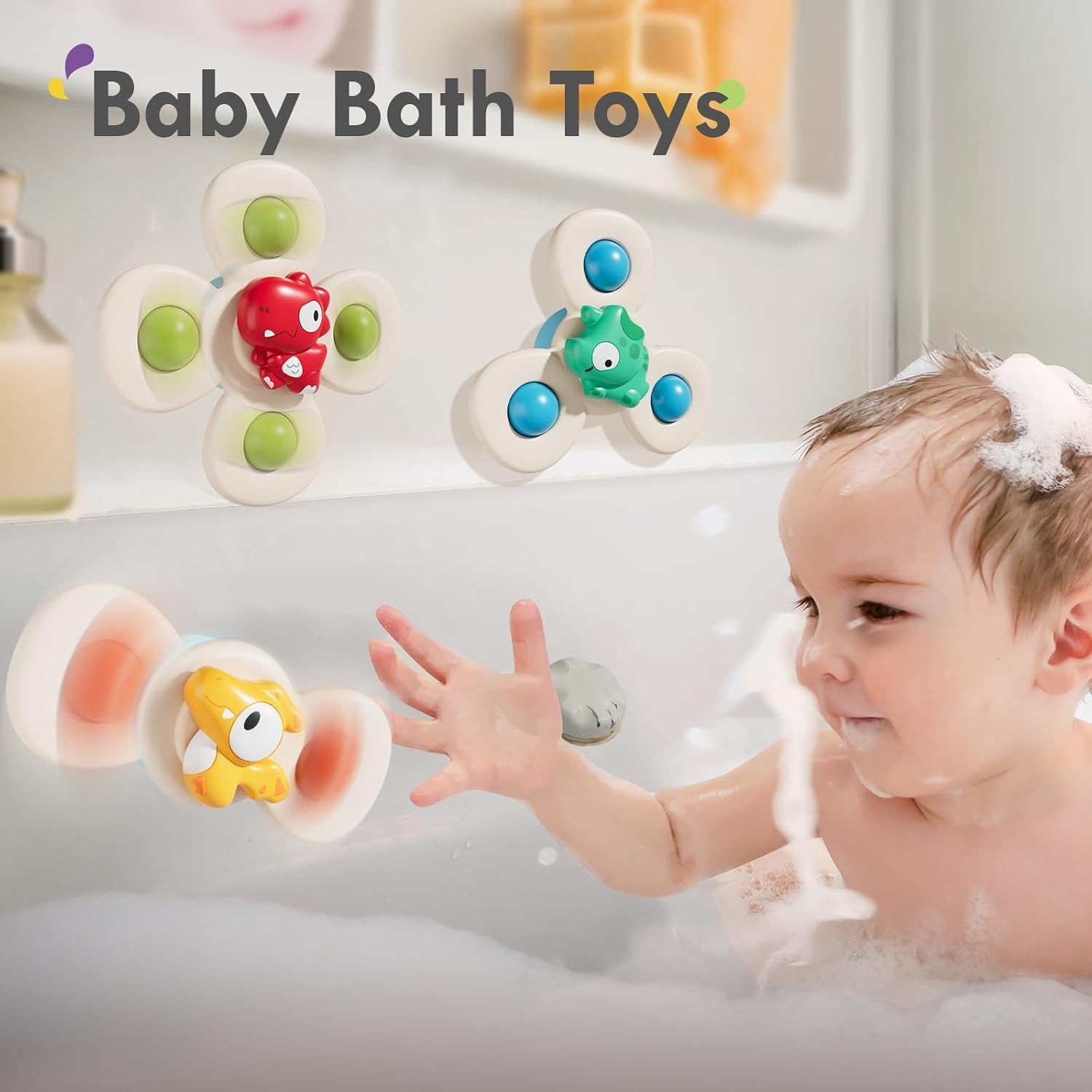 🔥ON SALE 🔥Gyro suction cup rotating toy 3-piece set, suitable for children aged 1-3