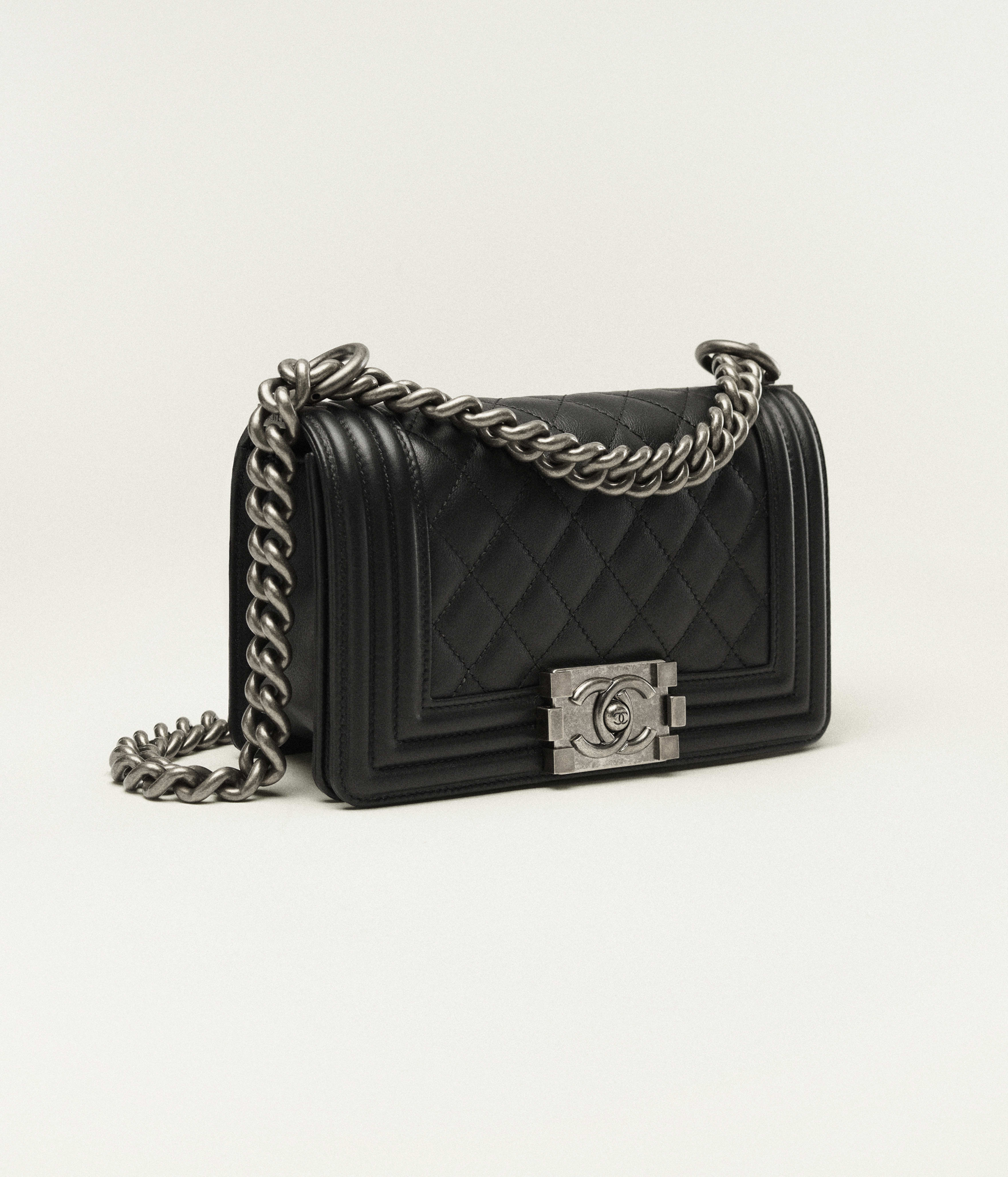 CHANEL Small BOY CHANEL Handbag Calfskin & Ruthenium-Finish Metal Black A67085-Y09953-94305