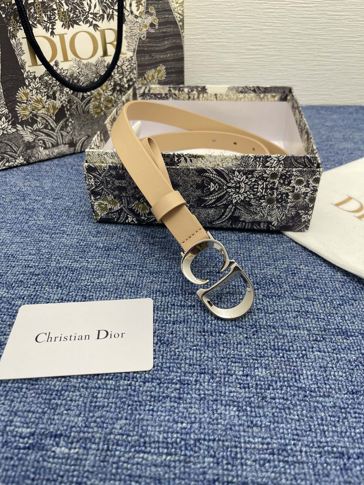 Dior CD buckle leather belt 2.0CM wide