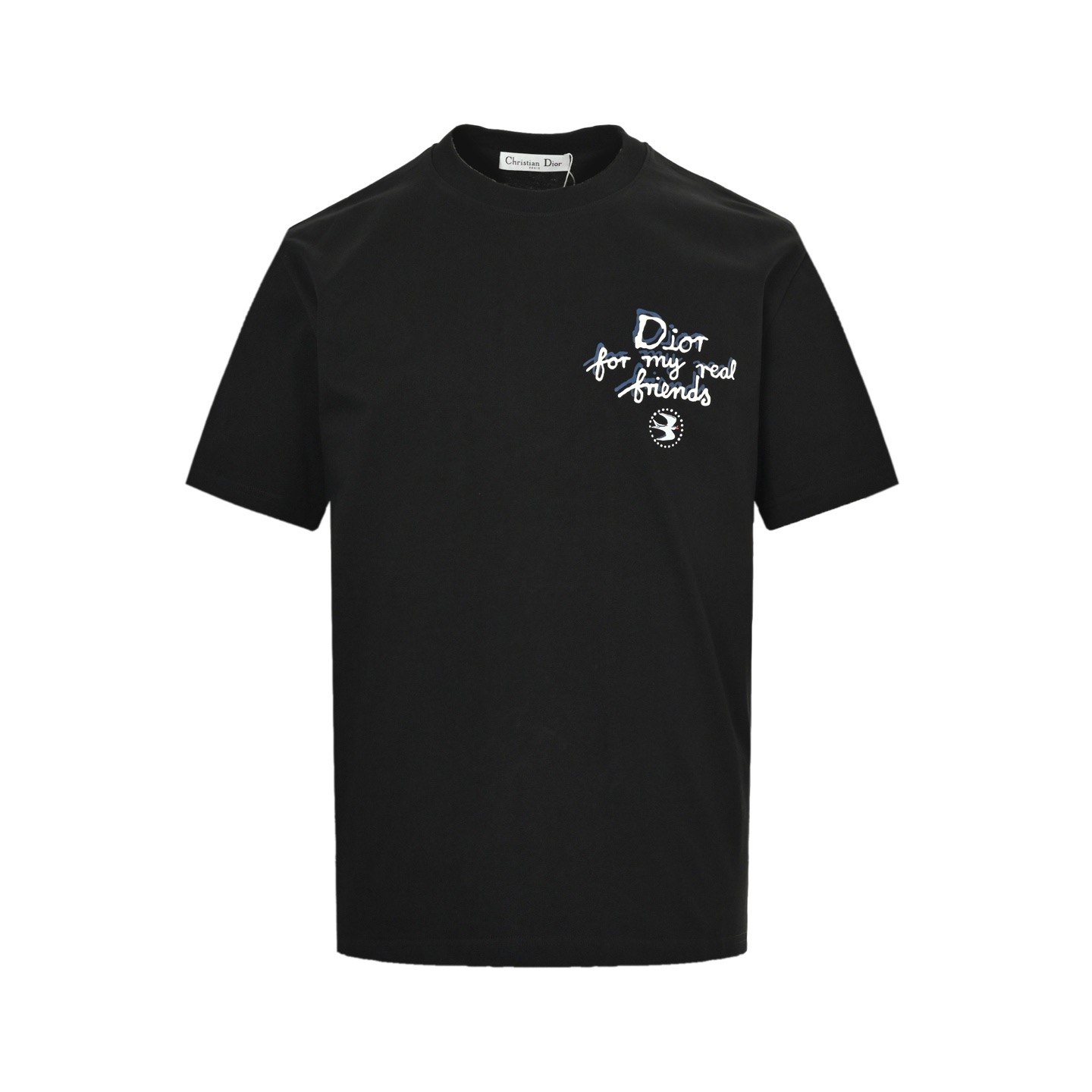 Dior 25ss front and back lettering foam print short sleeves
