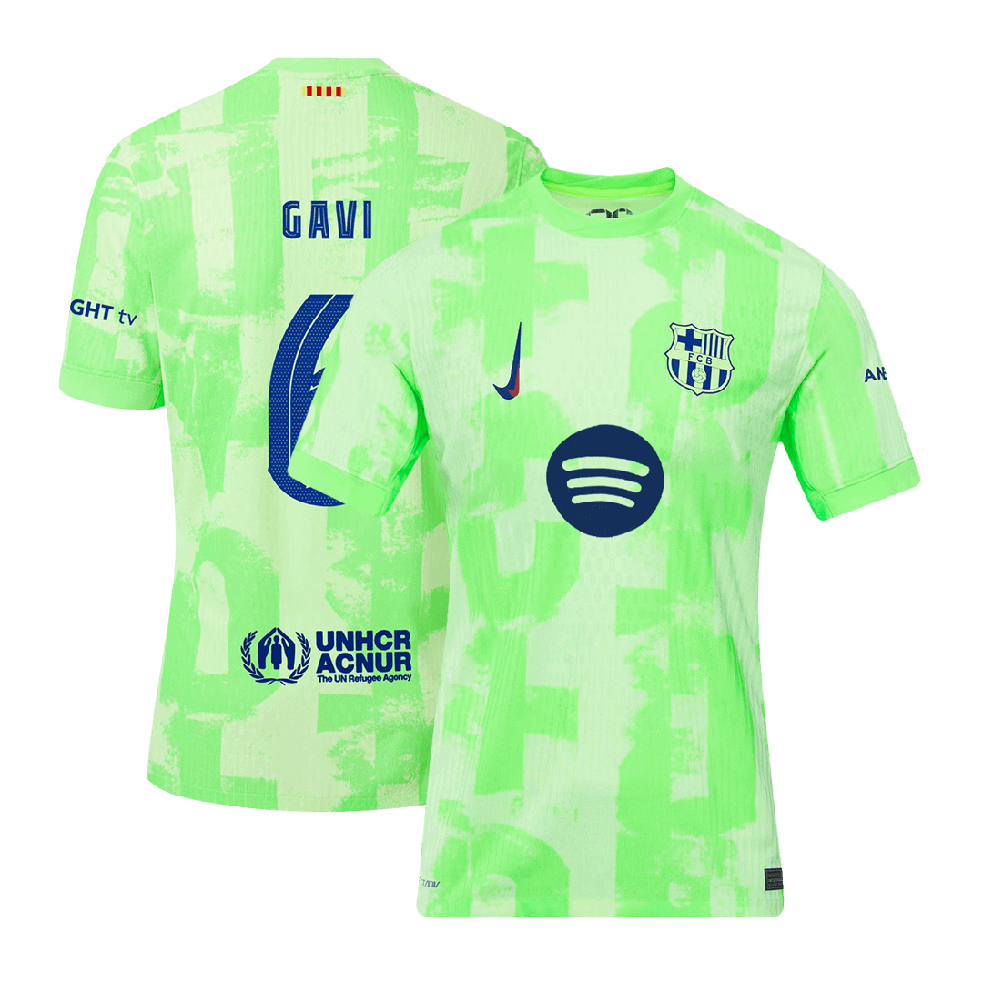 Authentic GAVI #6 Soccer Jersey Barcelona Third Away 2024/25 UCL Spotify logo without text