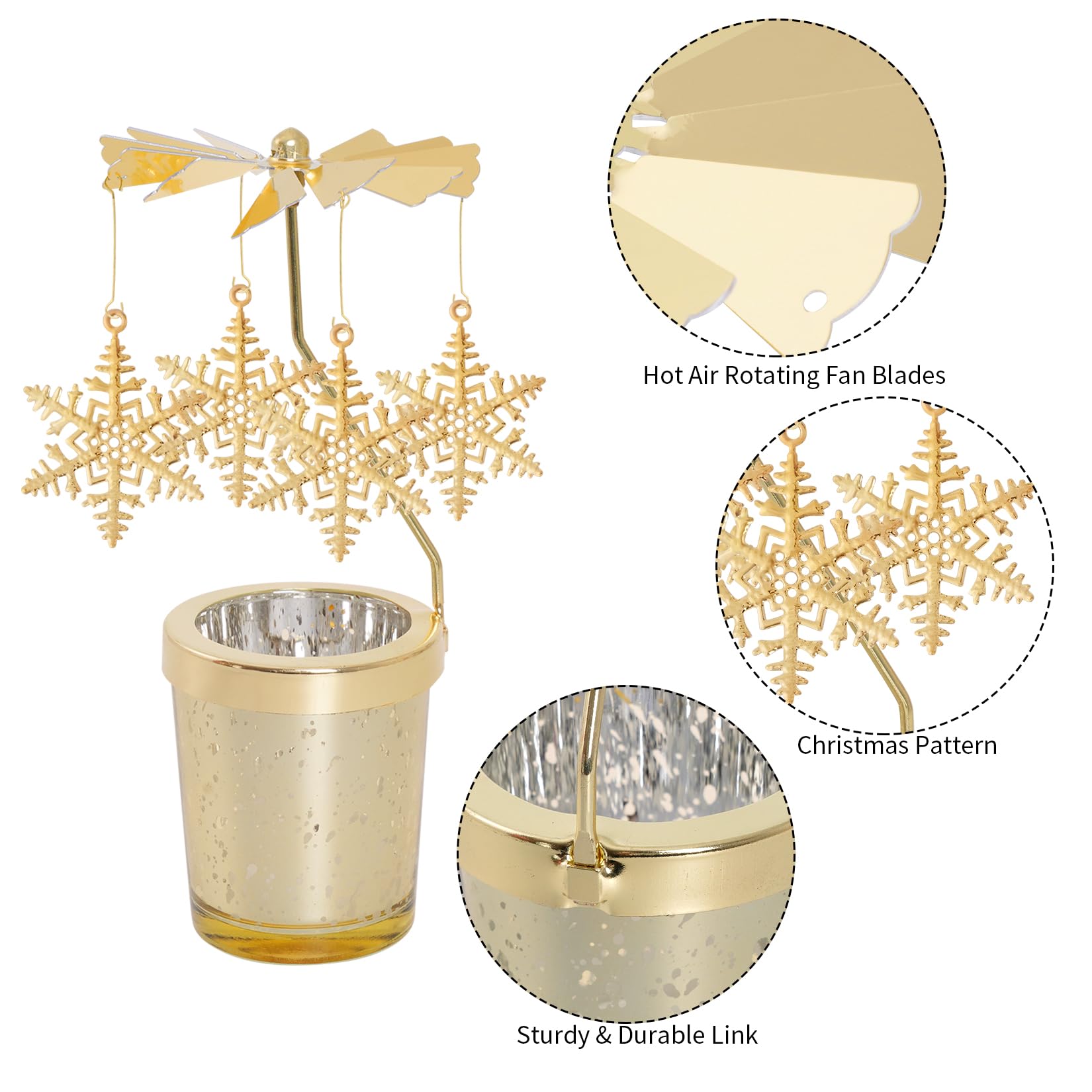 🔥ON SALE🔥2Pcs Rotating Christmas Snowflake Candle Holder