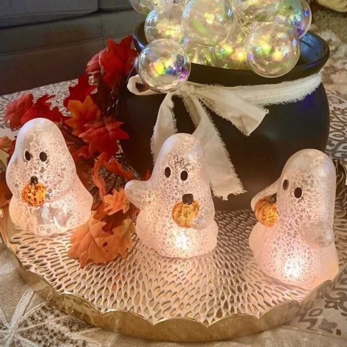 ✨Flash Sale✨Set of 3 Illuminated Mercury Glass Ghosts