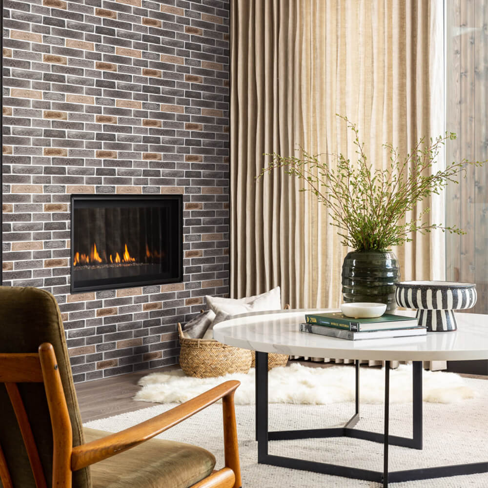 3D Dark Gray Brick Peel and Stick Wall Tile