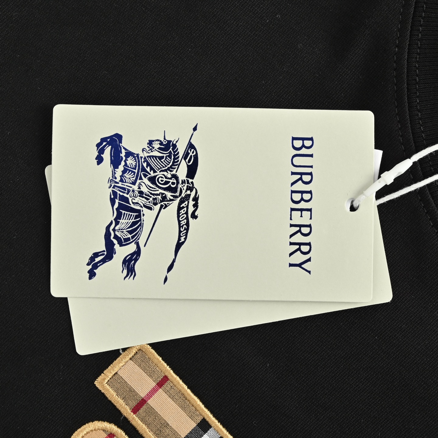 Burberry 25ss check TB patch embroidered letter short sleeve
