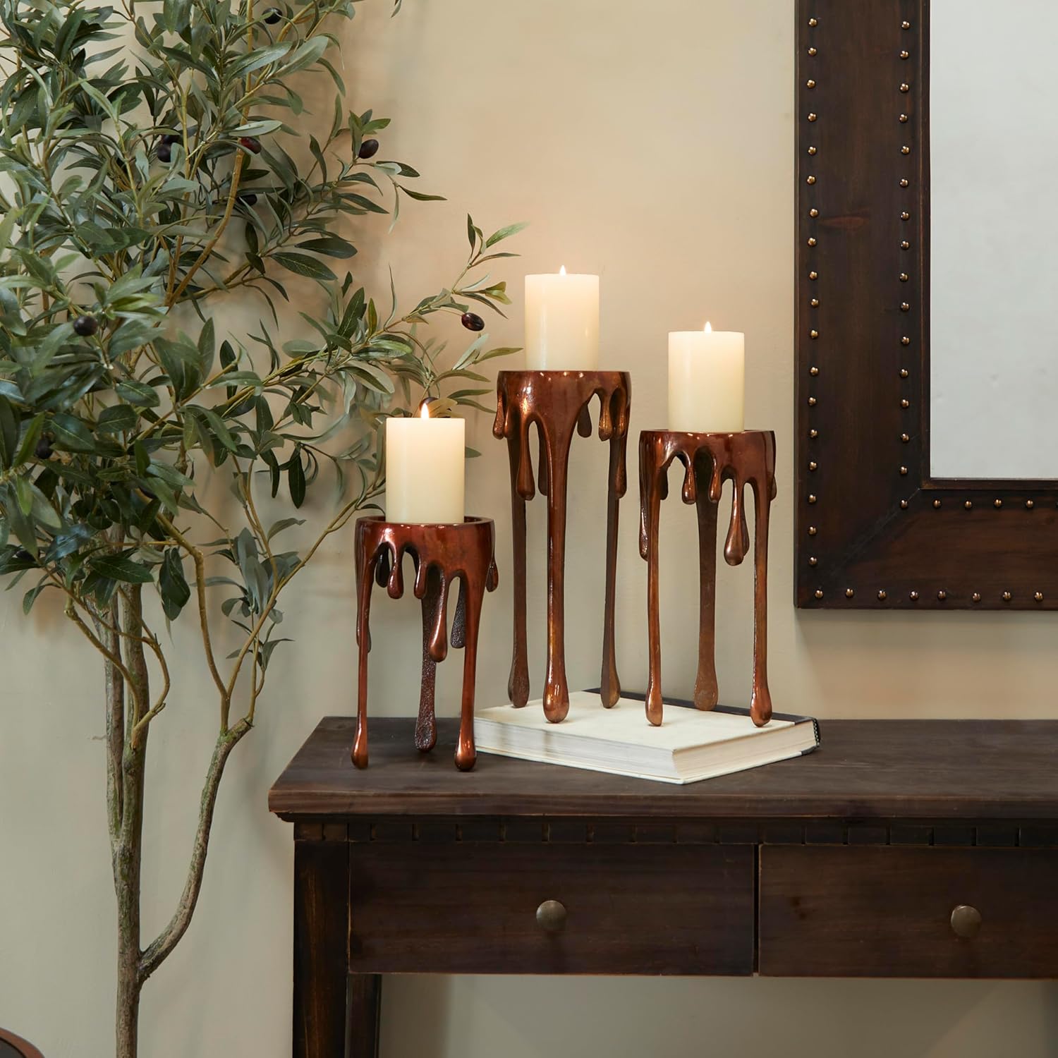 🔥ON SALE🔥Set of 3 Pcs Metal Melting Drip Candle Stand 12