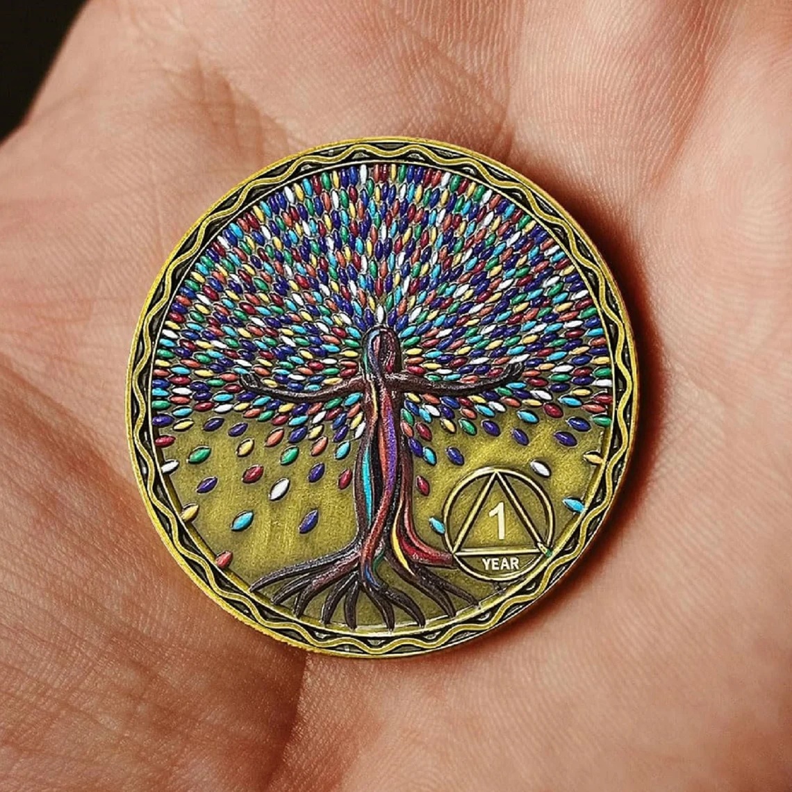 Colorful Tree of Life Recovery Token | Sober Gifts