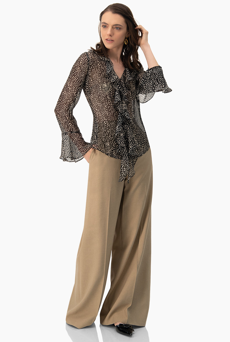 Blusa estampada con volantes