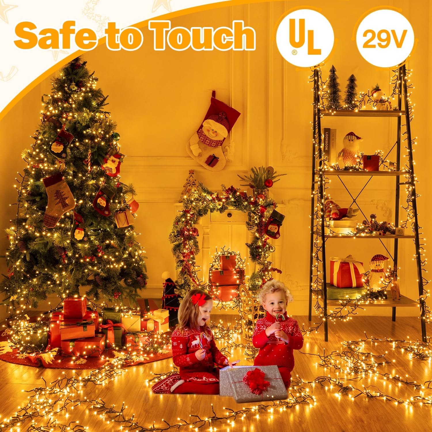 🎄CHRISTMAS ON SALE🔥Warm White Cluster Lights Christmas 1000LED 49FT Waterproof String Lights
