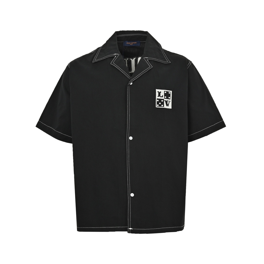 Louis Vuitton 24ss embroidered monogram topstitched short-sleeved shirt