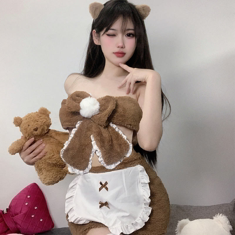 Cosplay Maid Bear Plush Lingerie Set