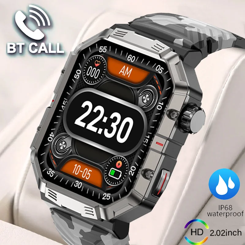 New Men's Outdoor Sports HD Bluetooth Call Smartwatch 2.02inch full screen touch AI intelligent voice assistant for Android iOS