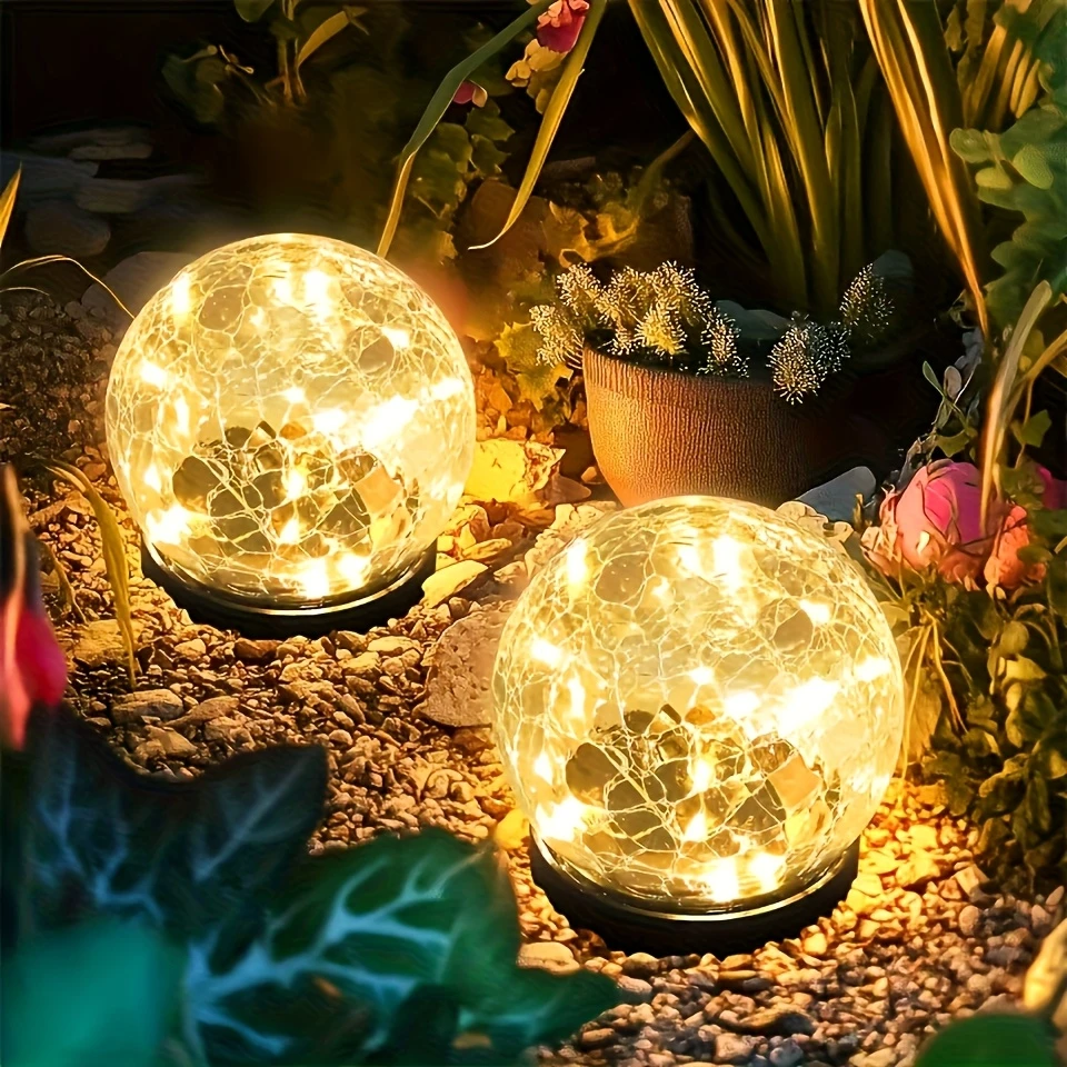 ✨✨Garden Solar Cracked Glass Ball Light