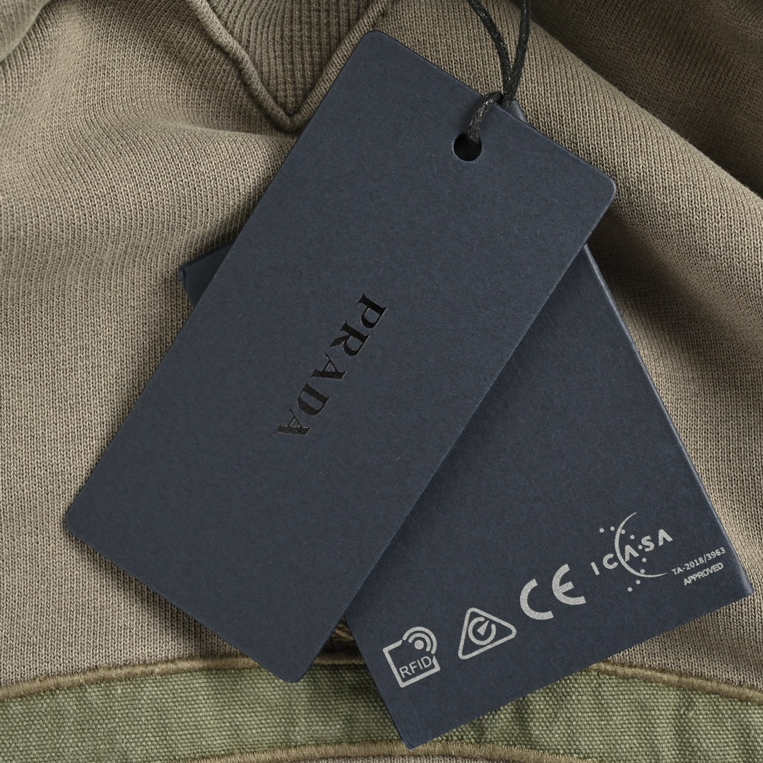 Prada 24Fw embroidered logo washed hooded sweatshirt