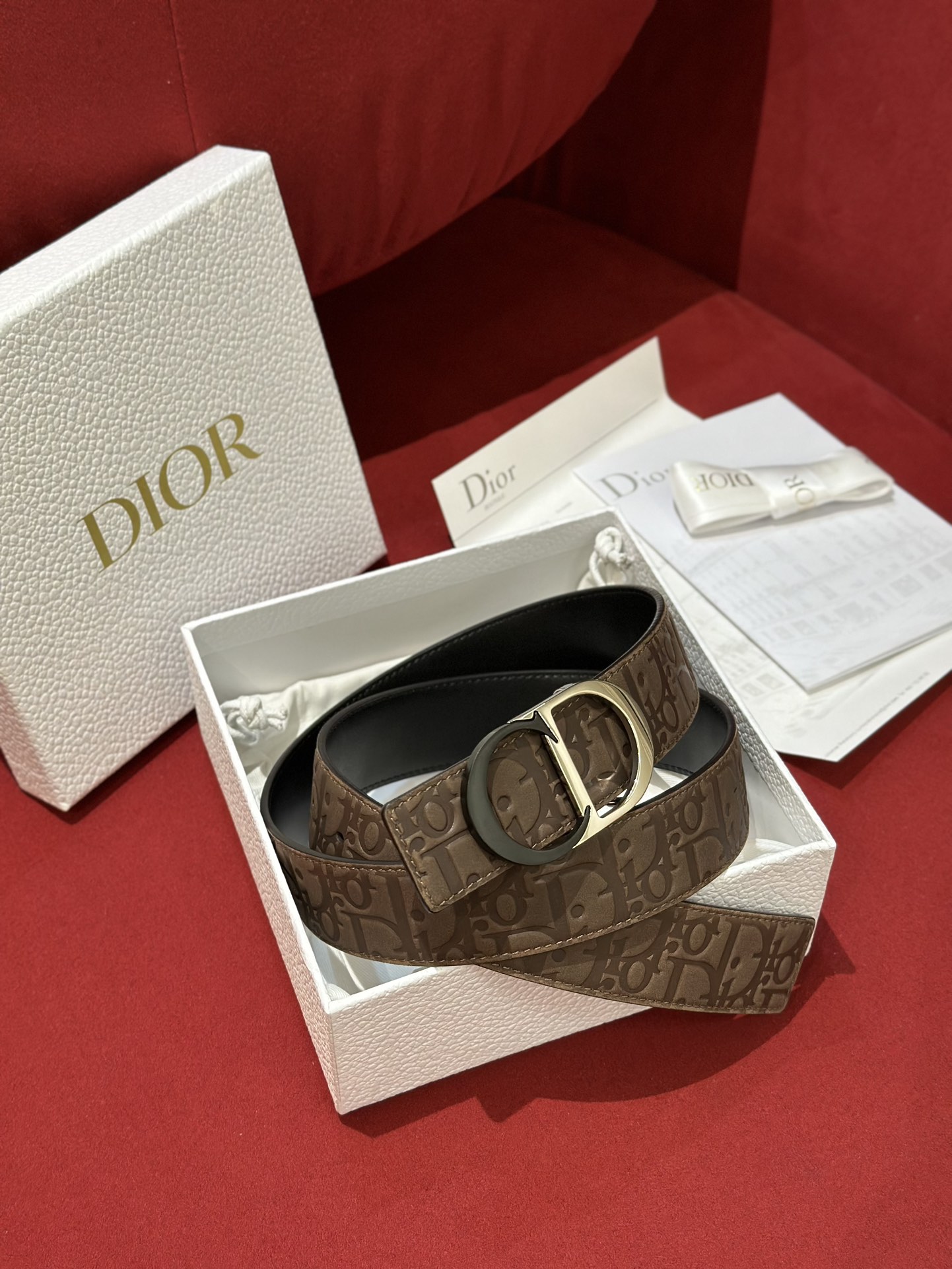 Dior CD Buckle Canvas Leather Belt 3.5CM Width