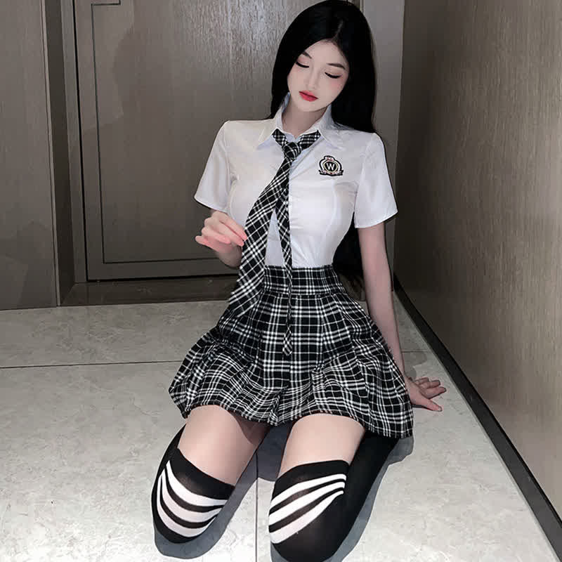 Cosplay JK Uniform Lattice Lingerie Stockings Set
