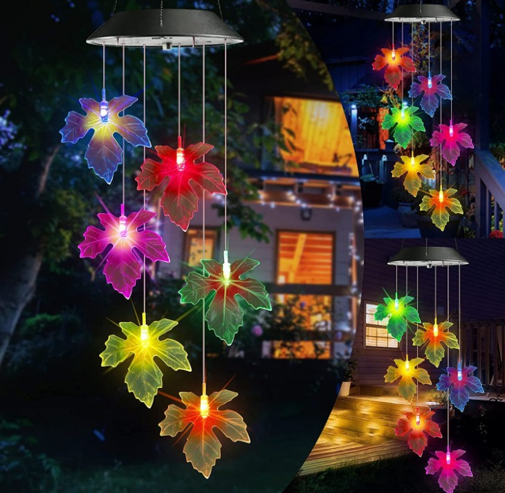 🎁🔥ON SALE - 45% OFF🔥Solar color-changing hummingbird wind chime-Rainbow Color Changing LED Lights,Six birds and it comes assembled.