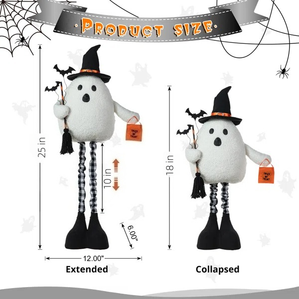 ⚡Flash Sale⚡Halloween Fabric Ghost Standing Decor, With Telescoping Legs And Timer