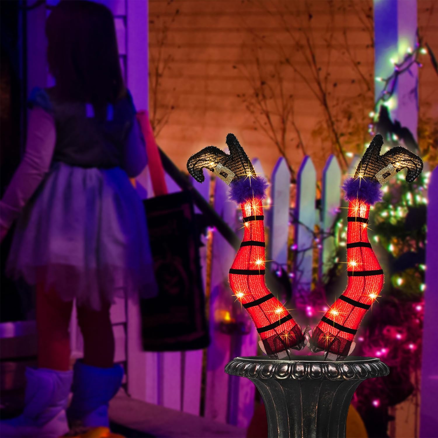 Halloween Lighted Wicked Witch Legs with Stakes - Height- 22