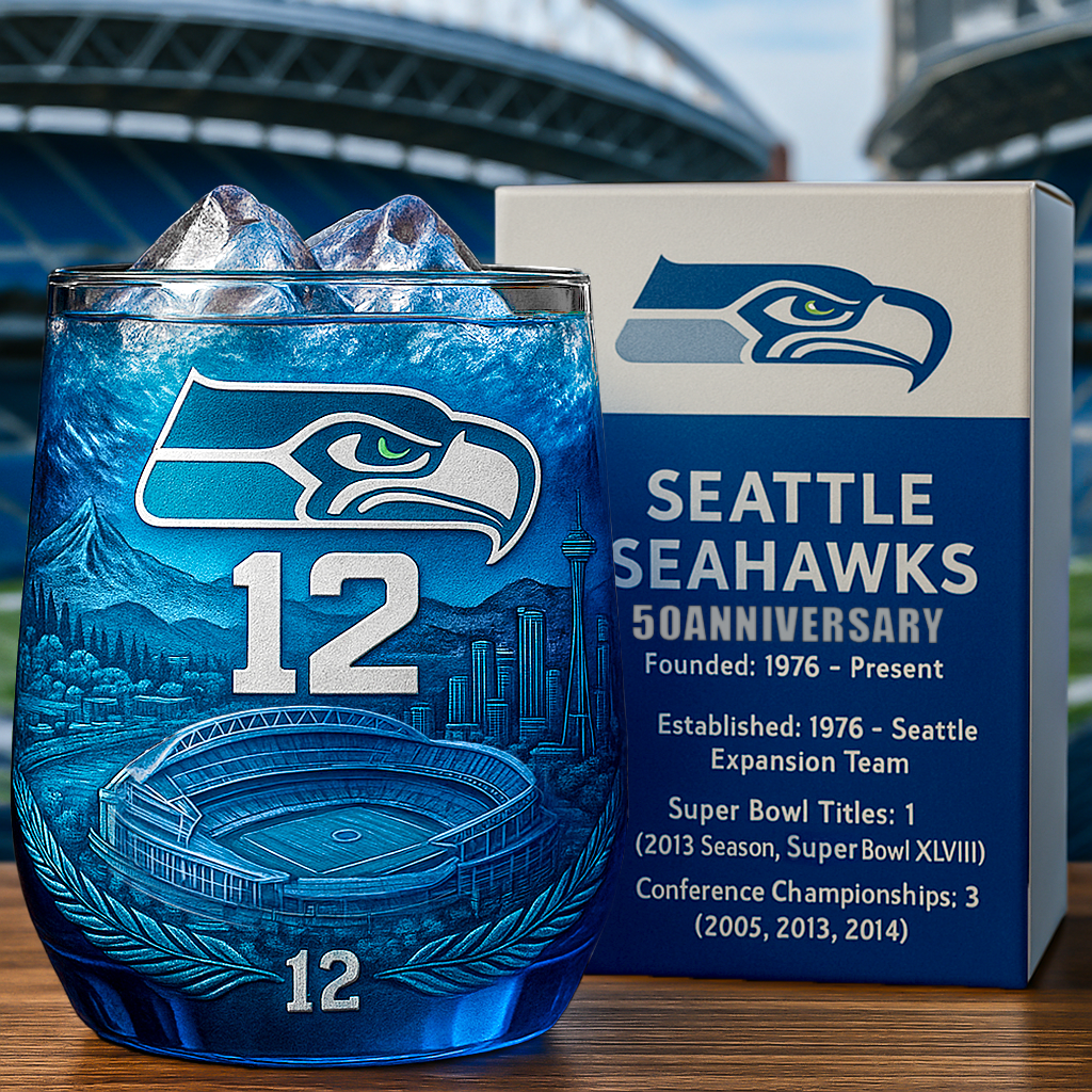 Seattle Seahawks 50th Anniversary Whiskey Glass