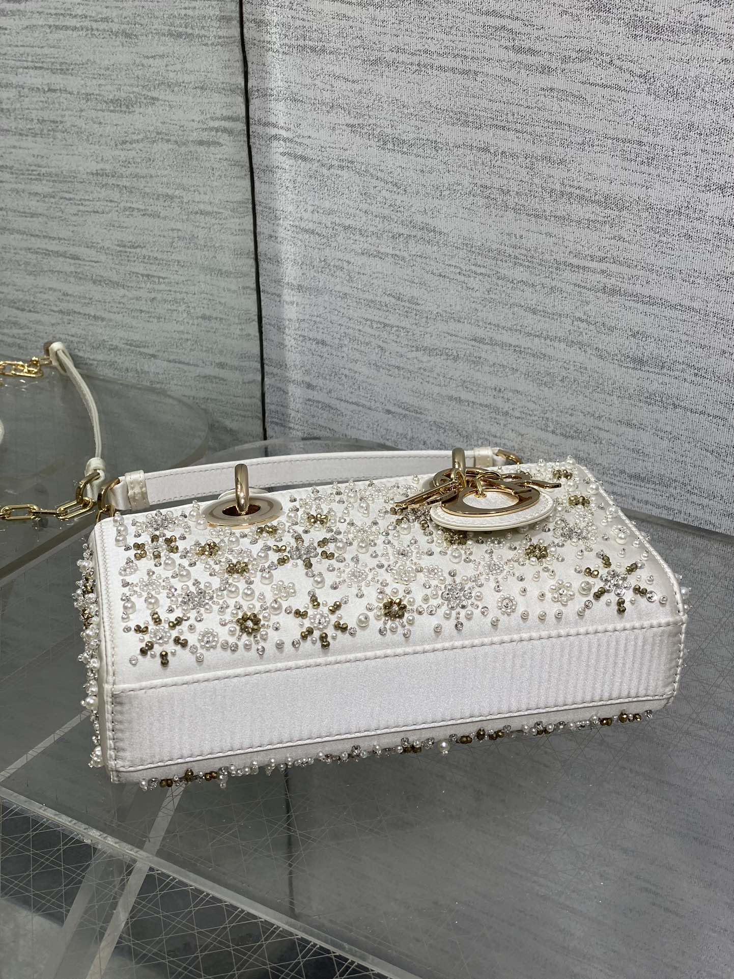 Dior Lady Limited Edition Heavy Beads Horizontal Version Princess Diana Bag