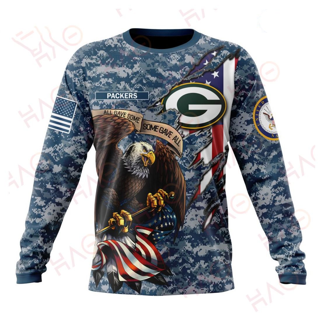 GREEN BAY PACKERS 3D HOODIE US NAVY VETERANS